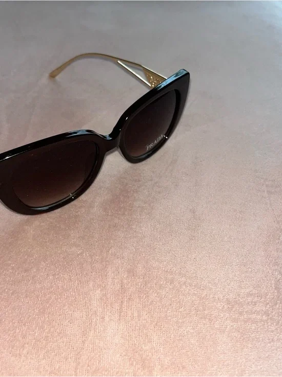 Prada Black and Gold Thick Frame Sunglasses - Picture 4 of 5